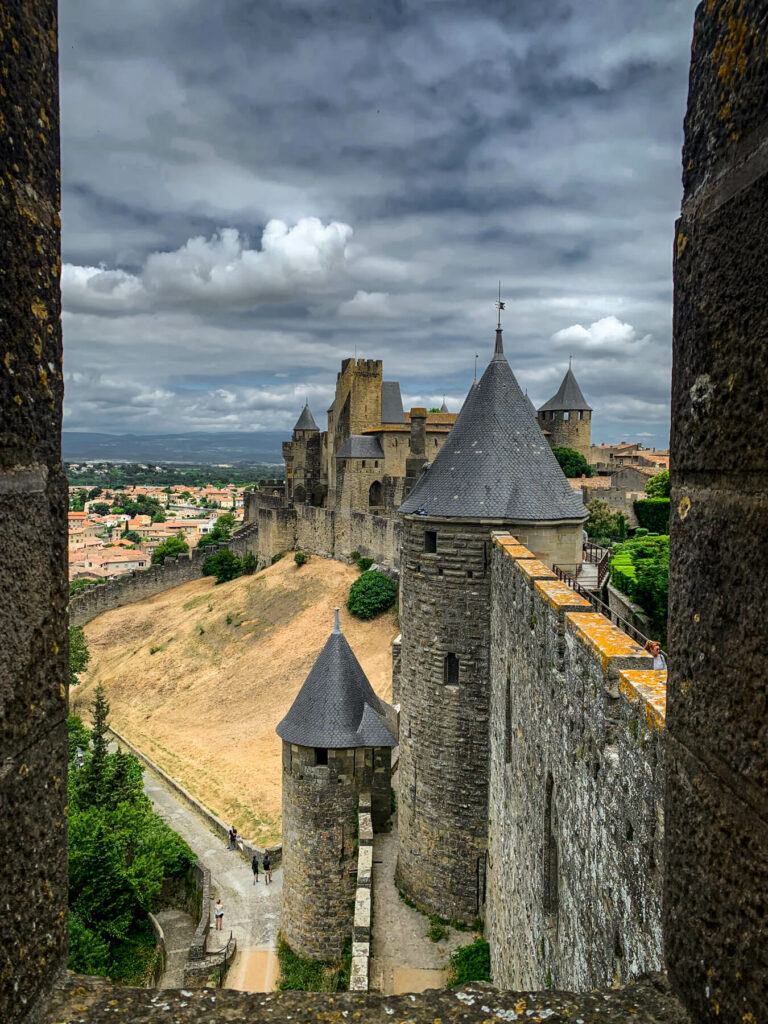 A section of the wall with a tower in Carcassonne France.