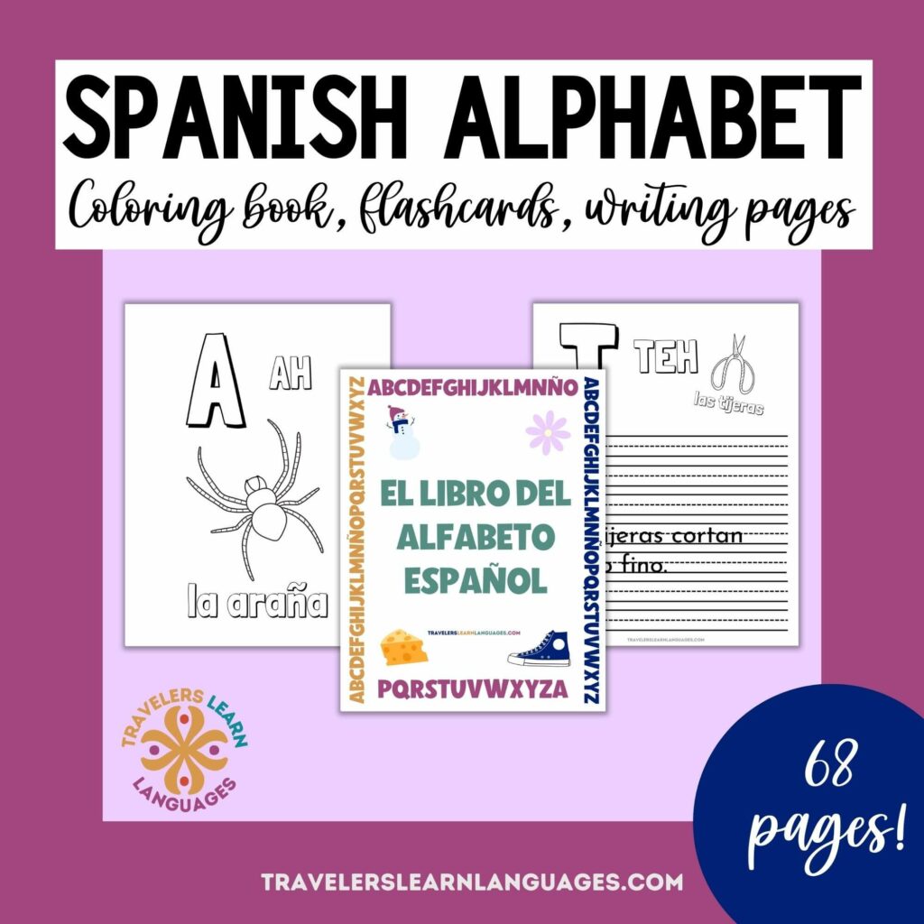 Spanish alphabet book pin with mini versions of pages from the book