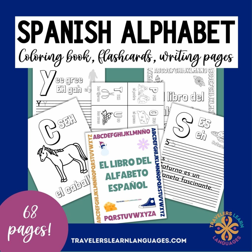 Spanish alphabet book pin with mini versions of pages from the book